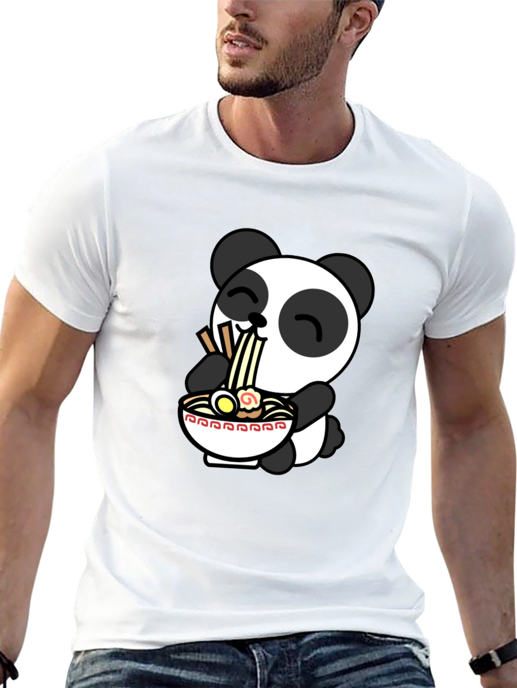 Cute Panda Ramen T-Shirt - Black