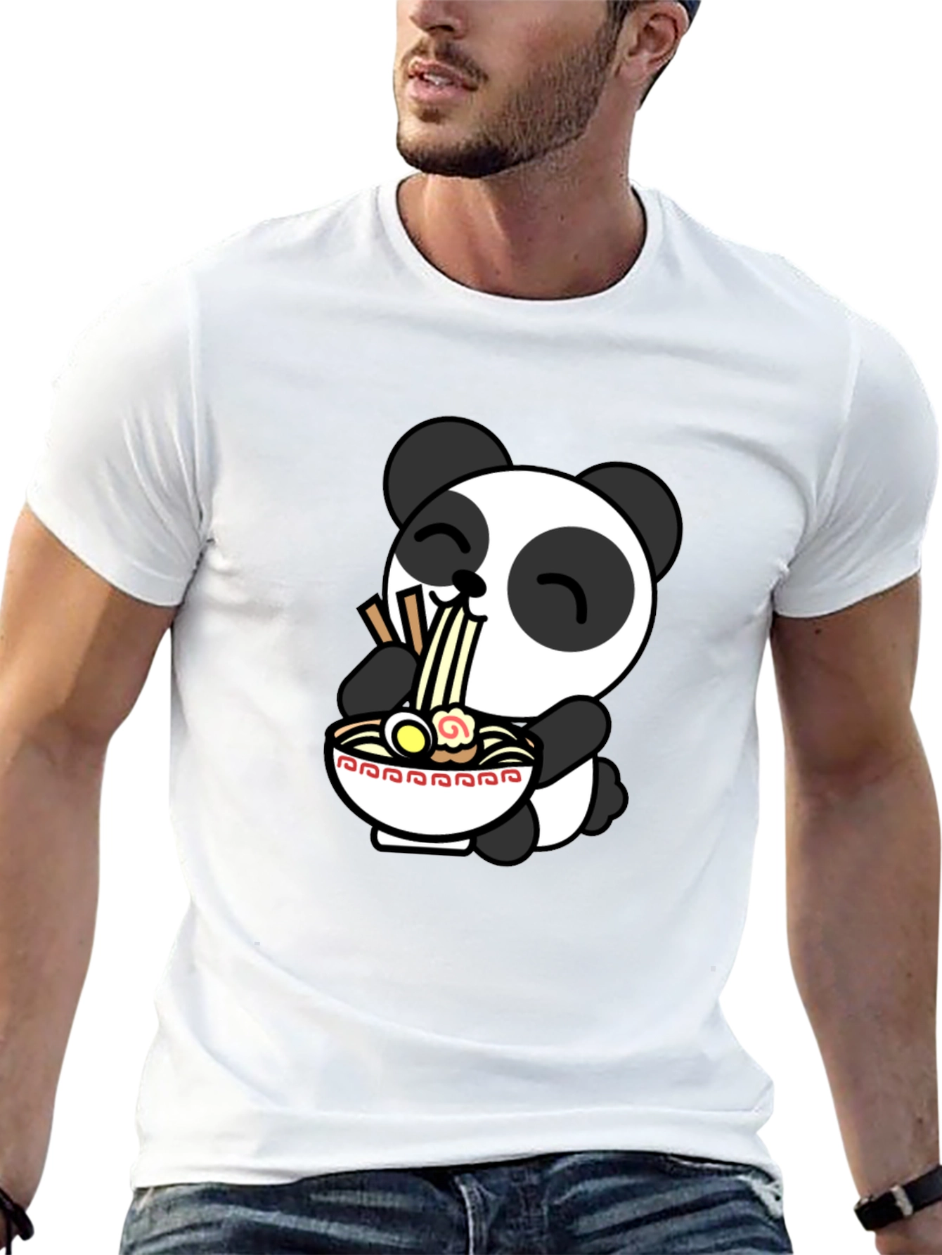 Cute Panda Ramen T-Shirt - Black