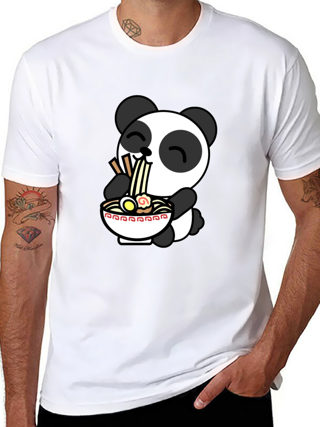 Cute Panda Ramen T-Shirt - Black