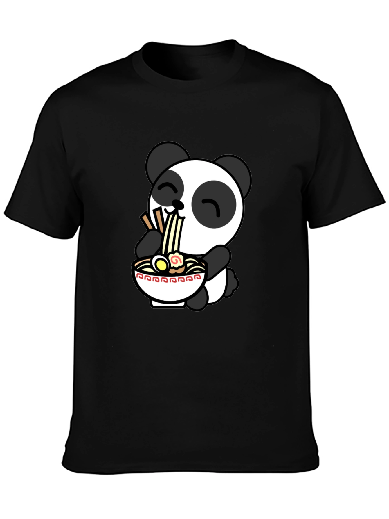 Cute Panda Ramen T-Shirt - Black