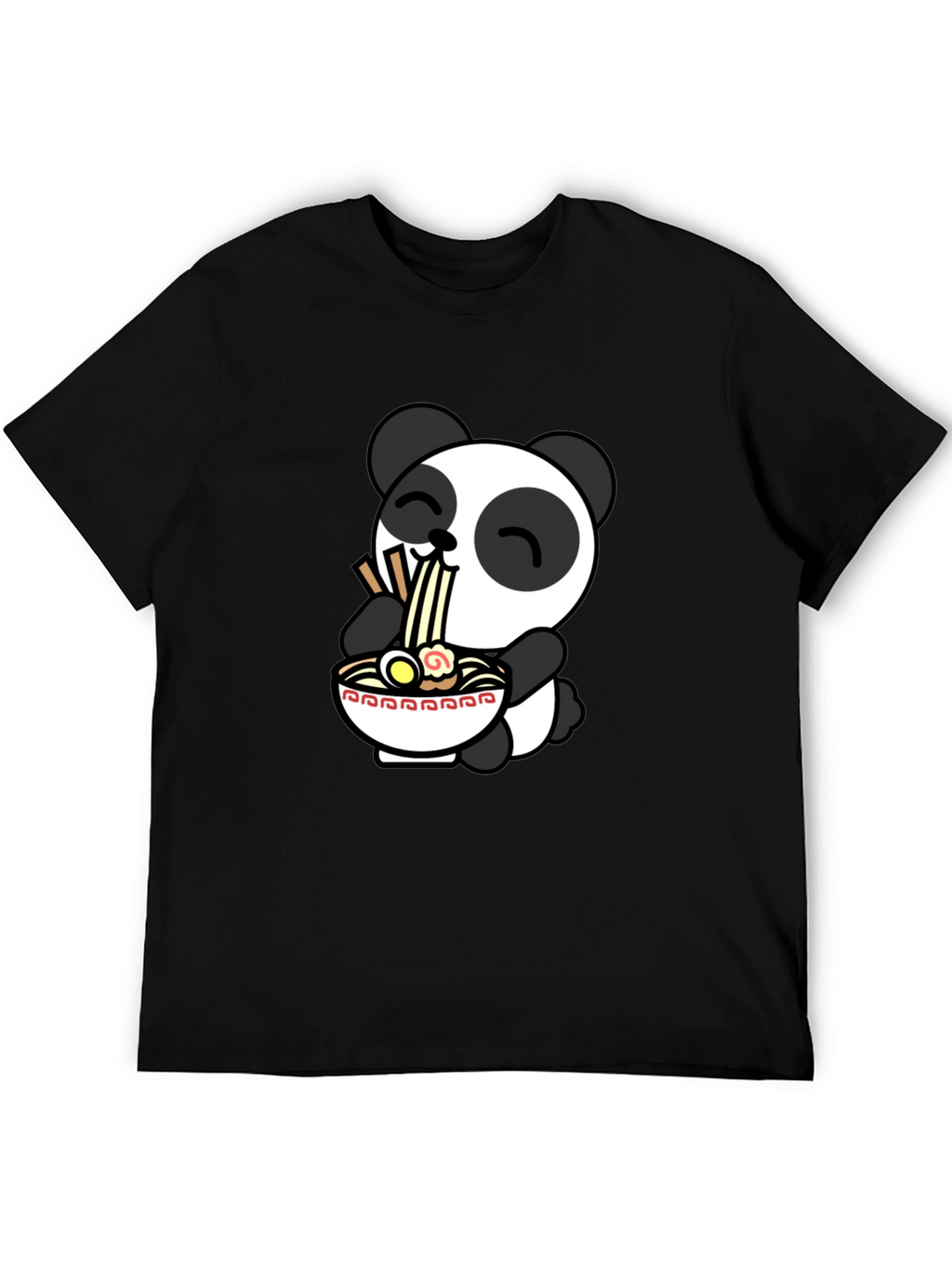 Cute Panda Ramen T-Shirt - Black
