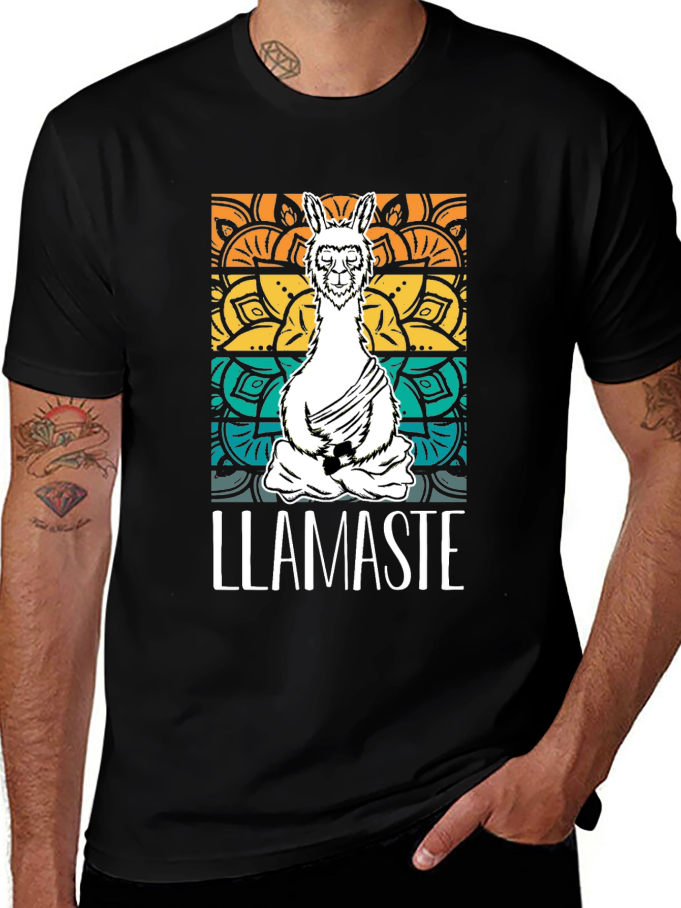 Llamaste Mens Black Graphic T-Shirt