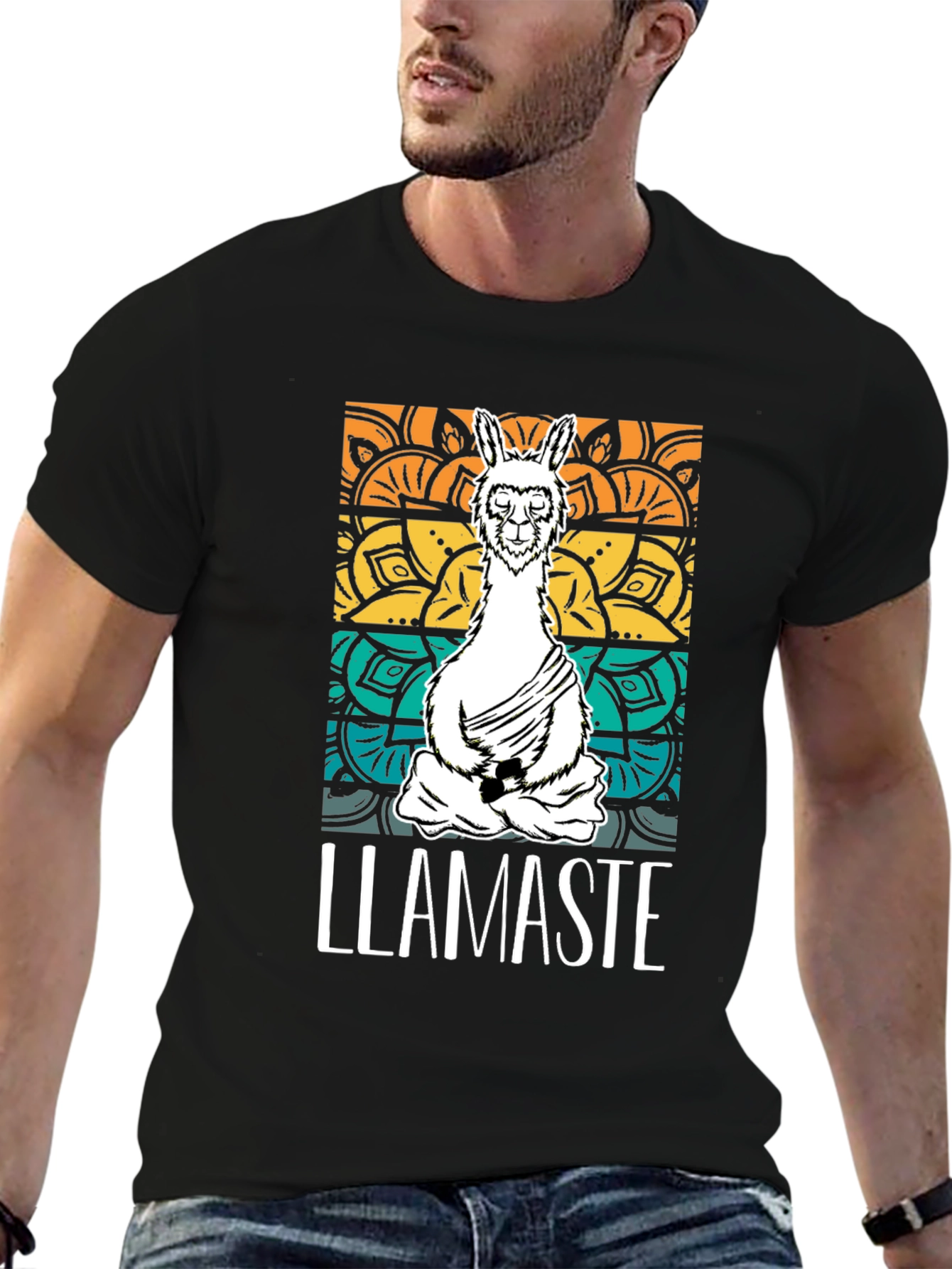 Llamaste Mens Black Graphic T-Shirt