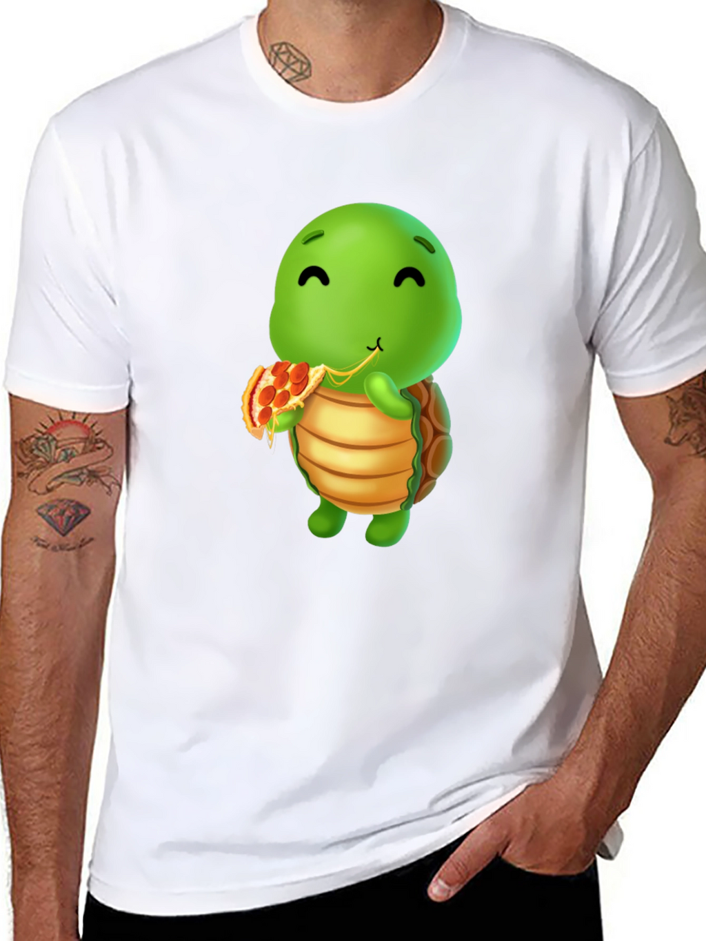 Turtle Eating Pizza Graphic T-Shirt