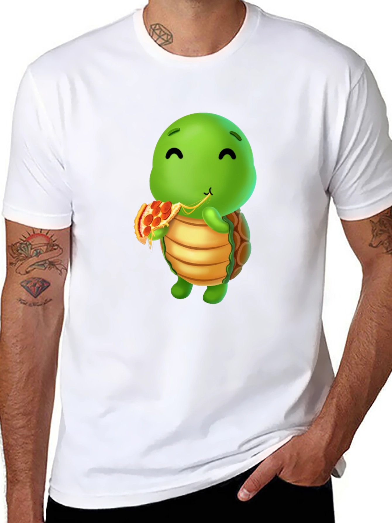 Turtle Eating Pizza Graphic T-Shirt