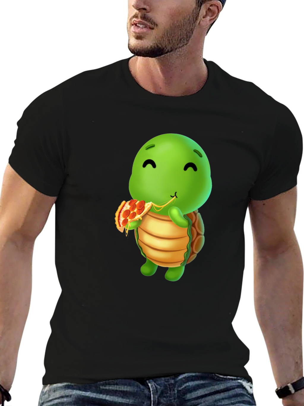 Turtle Eating Pizza Graphic T-Shirt