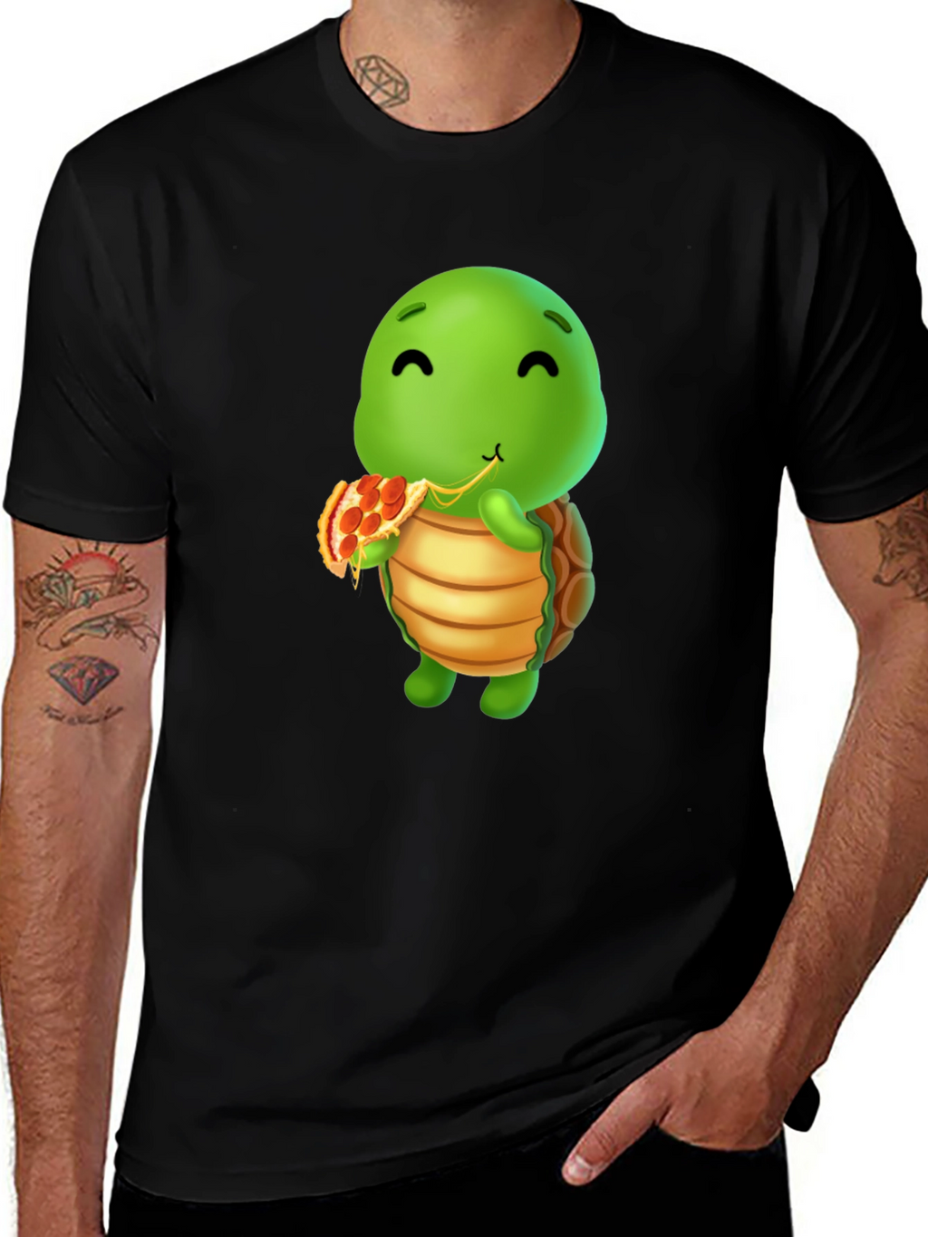 Turtle Eating Pizza Graphic T-Shirt