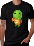 Turtle Eating Pizza Graphic T-Shirt