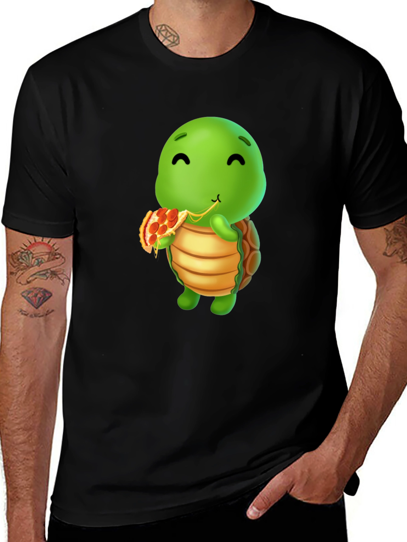 Turtle Eating Pizza Graphic T-Shirt