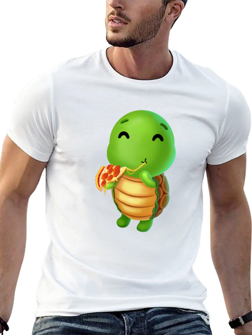 Turtle Eating Pizza Graphic T-Shirt