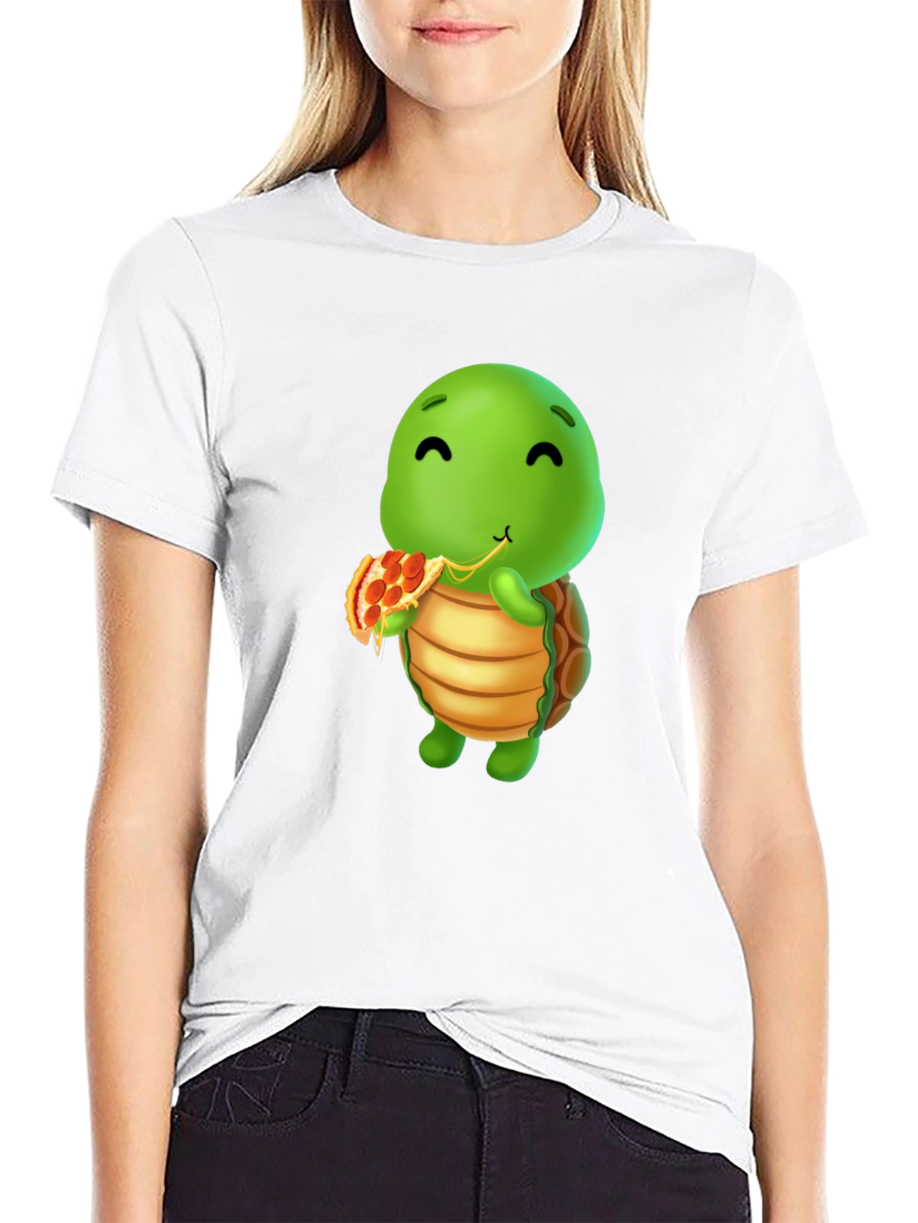 Turtle Eating Pizza Graphic T-Shirt