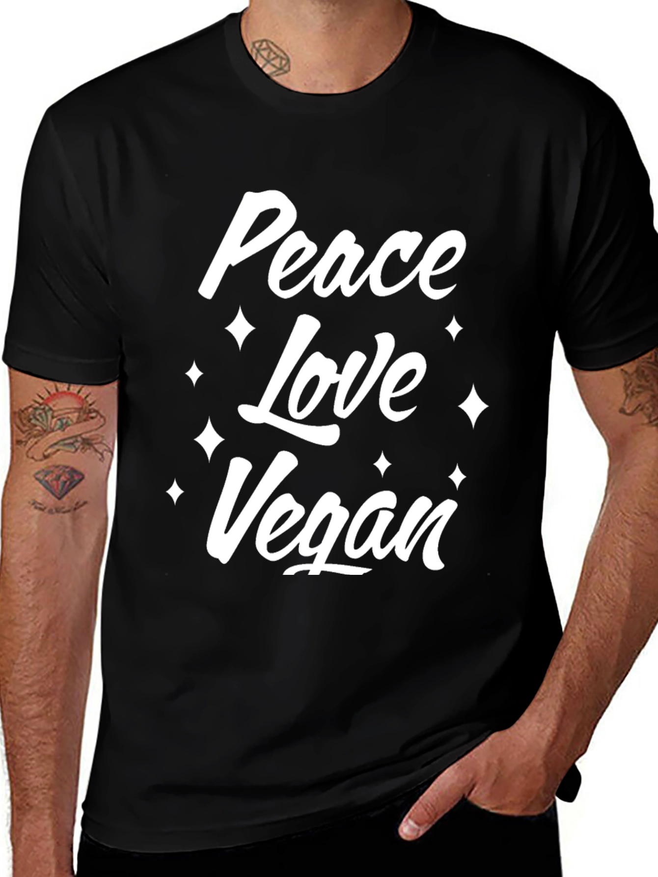 Peace Love Vegan Graphic Tee - Soft Cotton T-Shirt
