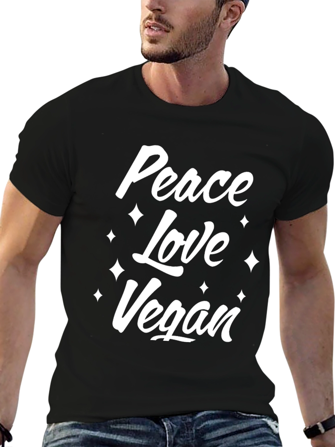 Peace Love Vegan Graphic Tee - Soft Cotton T-Shirt