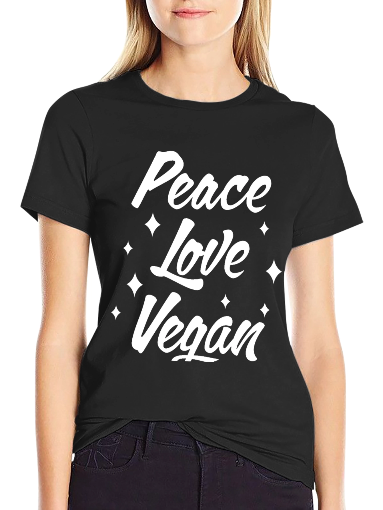 Peace Love Vegan Graphic Tee - Soft Cotton T-Shirt