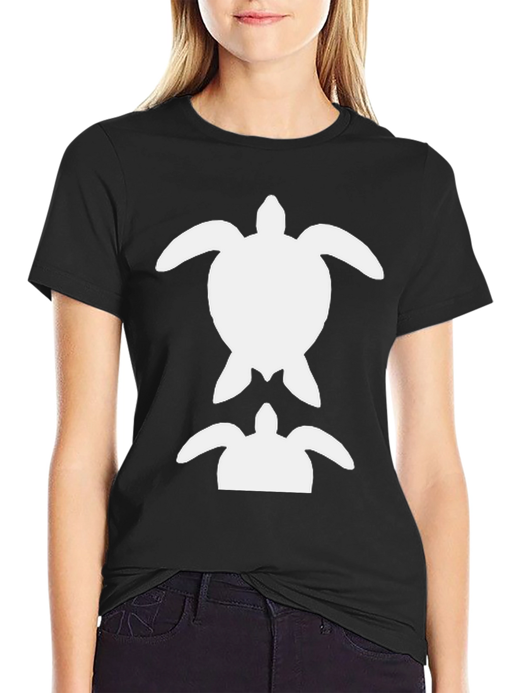 Turtle Graphic Tee - Black Cotton Casual Shirt