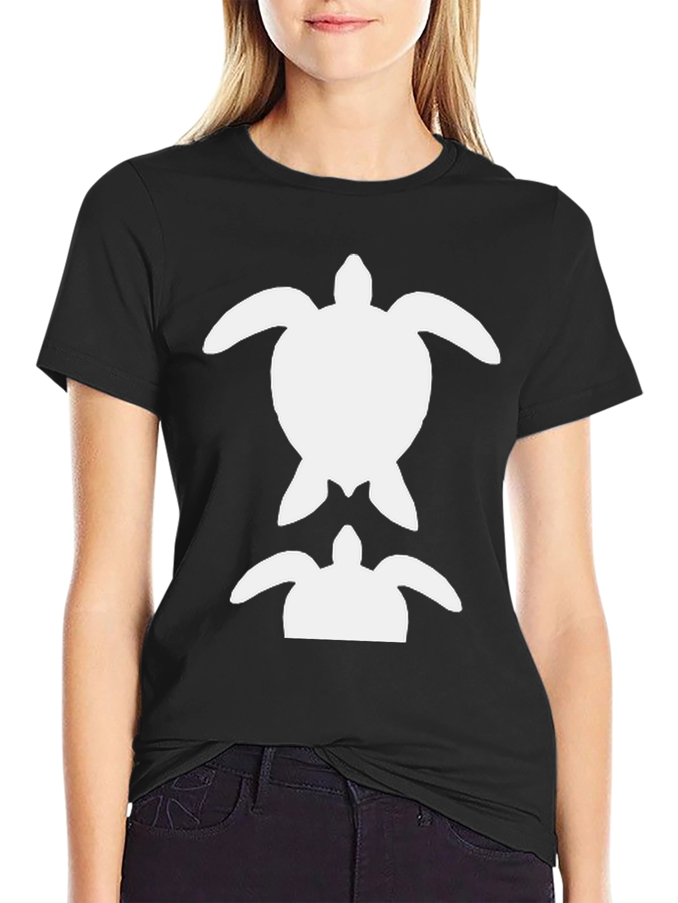 Turtle Graphic Tee - Black Cotton Casual Shirt