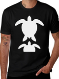 Turtle Graphic Tee - Black Cotton Casual Shirt