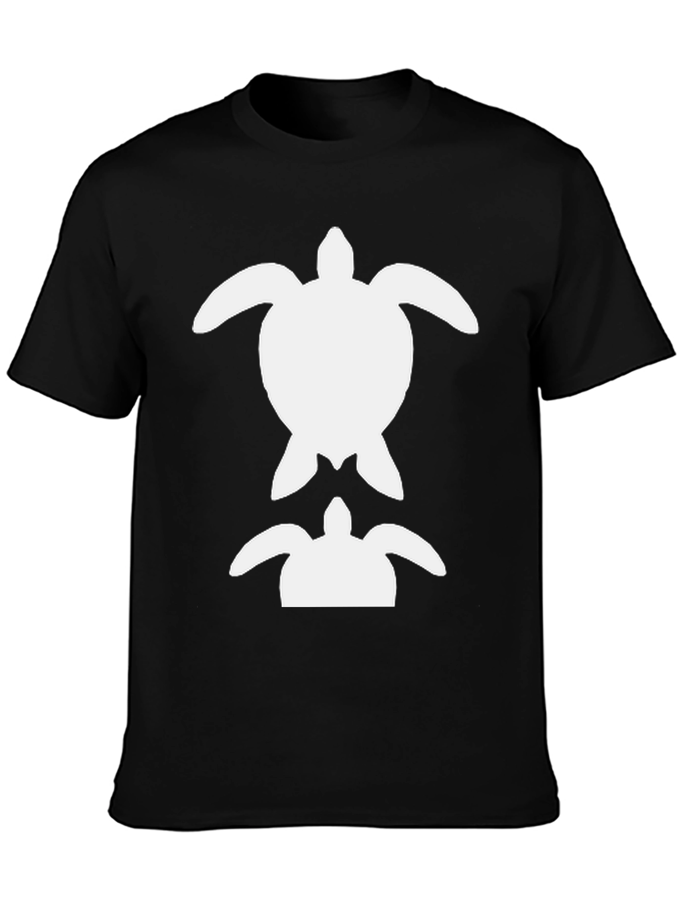Turtle Graphic Tee - Black Cotton Casual Shirt