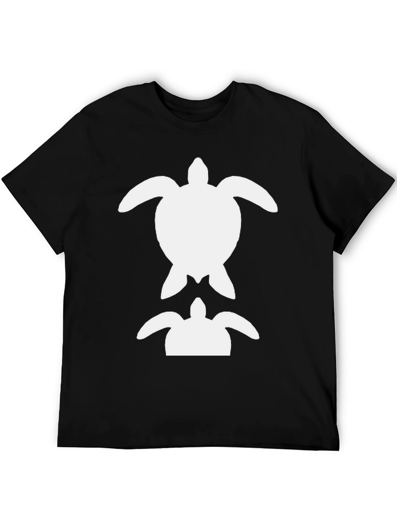 Turtle Graphic Tee - Black Cotton Casual Shirt
