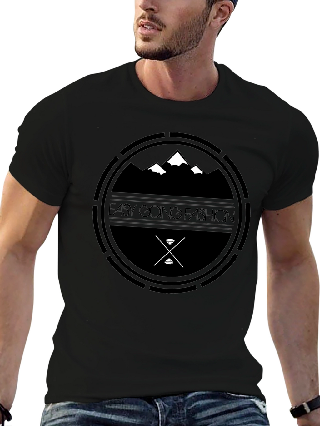 Easy Going Fashion Black Graphic Tee