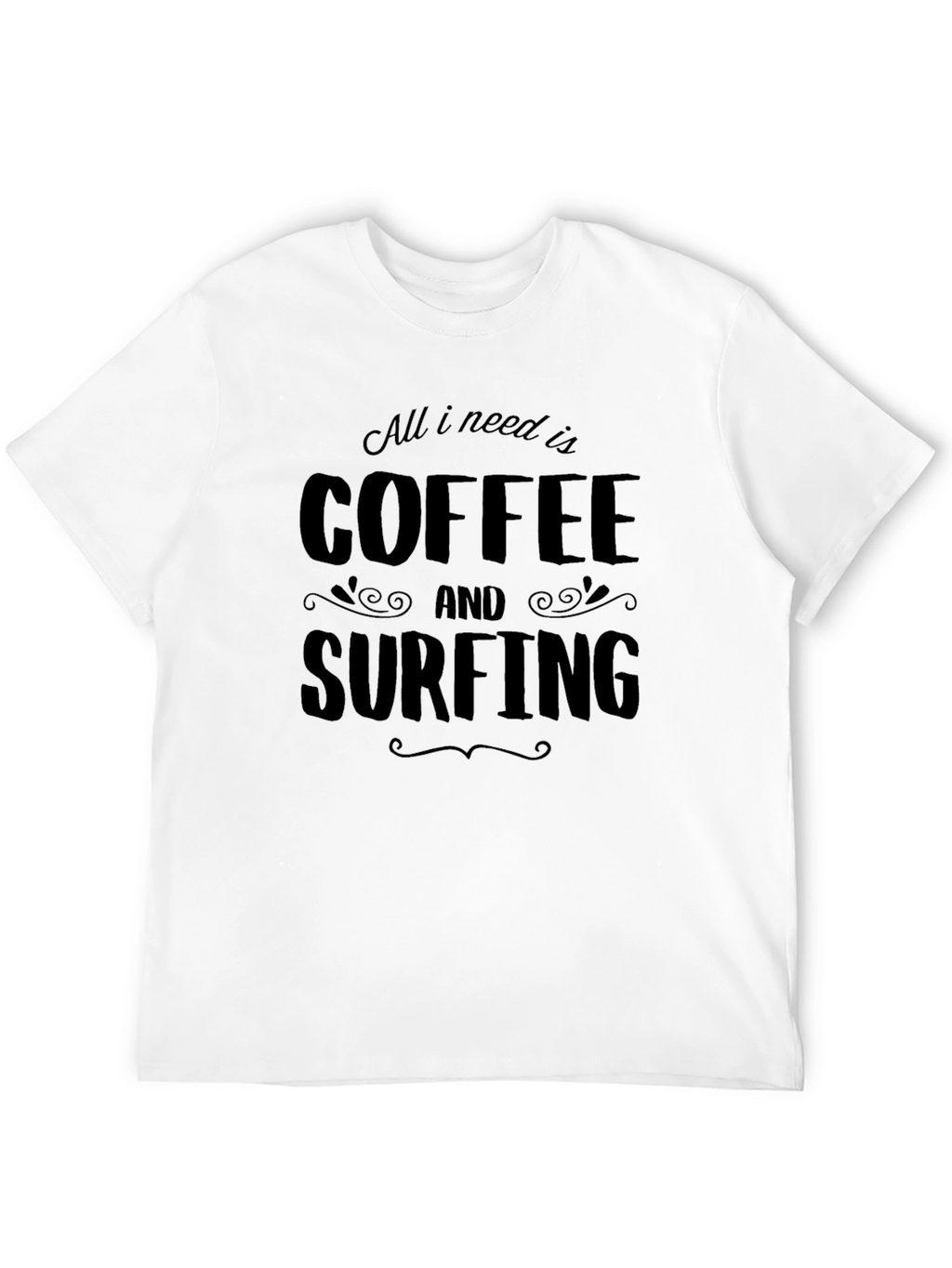 Coffee and Surfing Black Graphic Tee