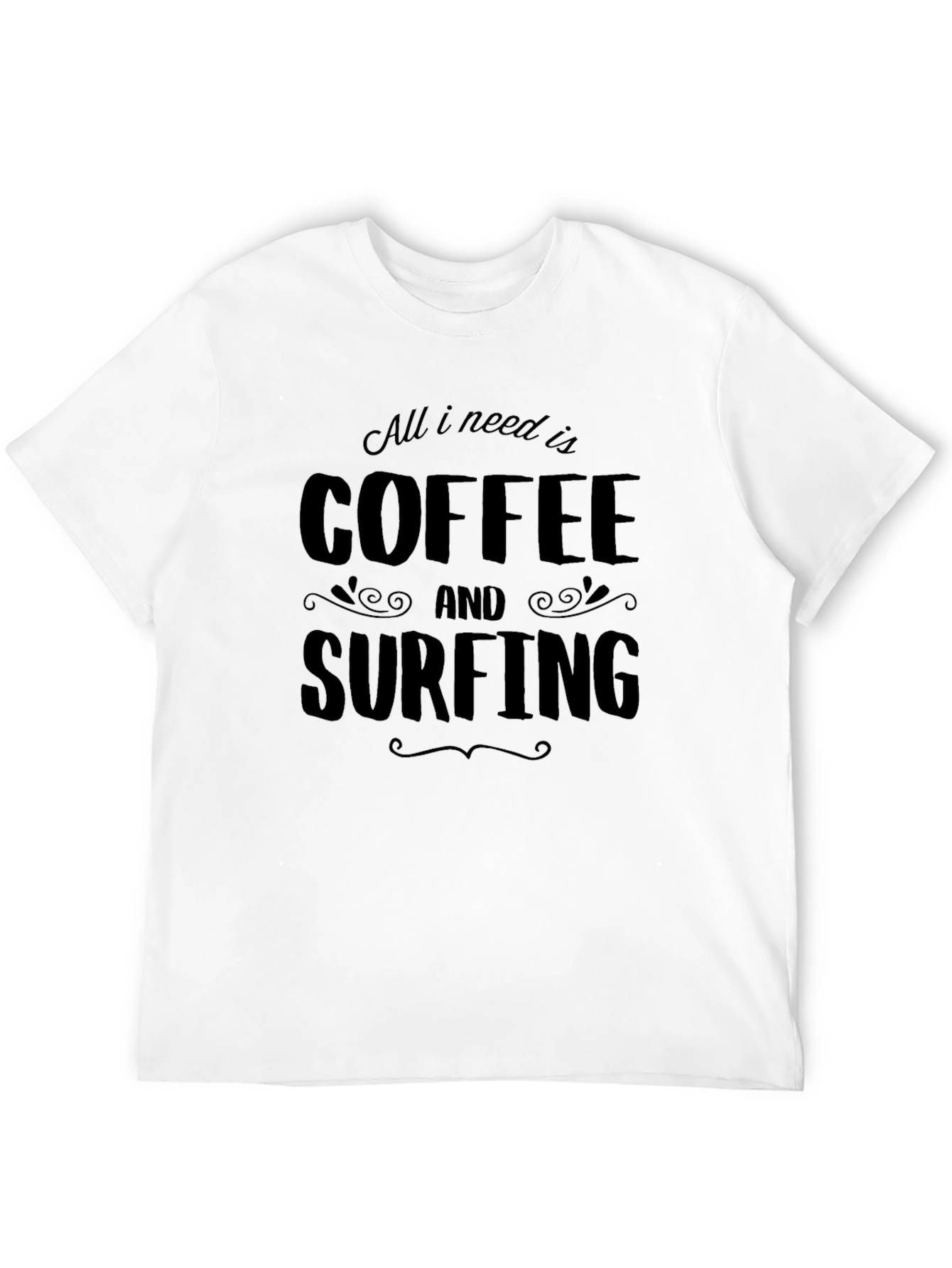 Coffee and Surfing Black Graphic Tee