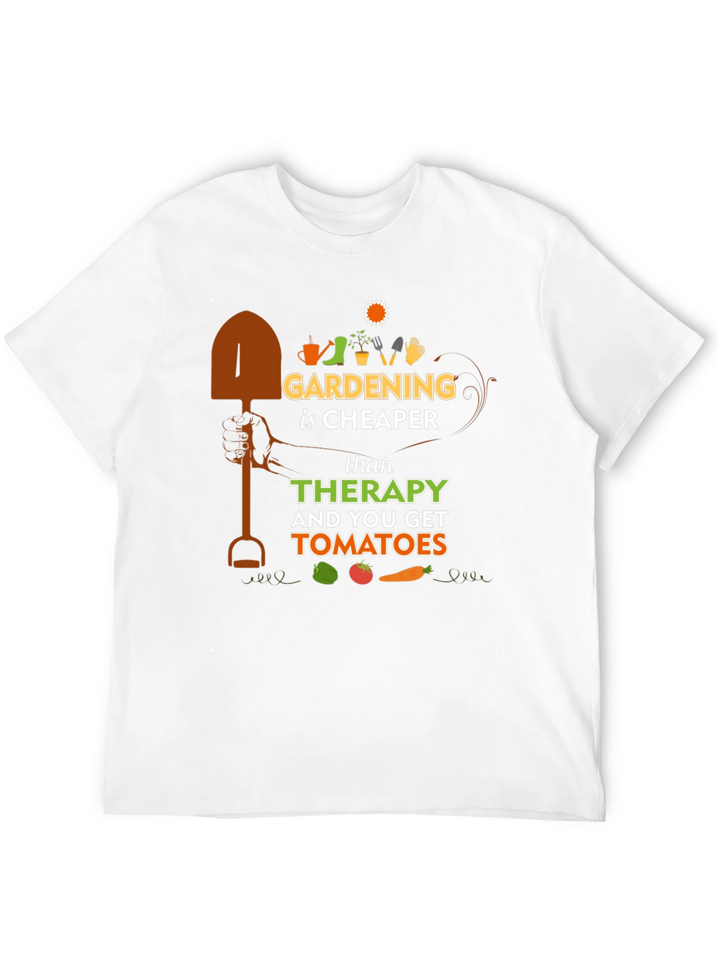 Gardening is Cheaper Than Therapy Black T-Shirt