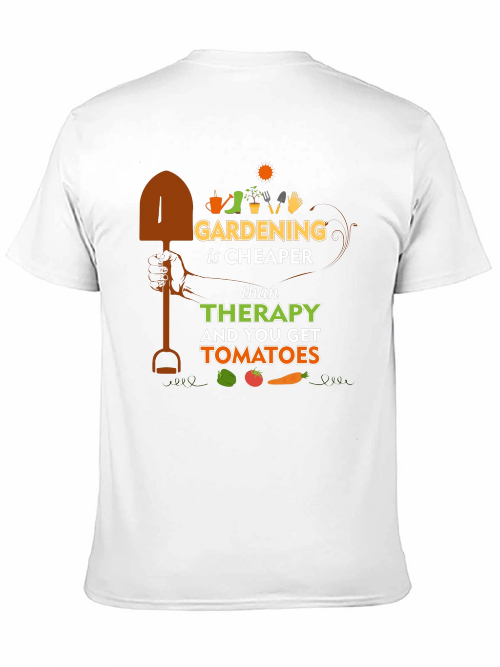 Gardening is Cheaper Than Therapy Black T-Shirt