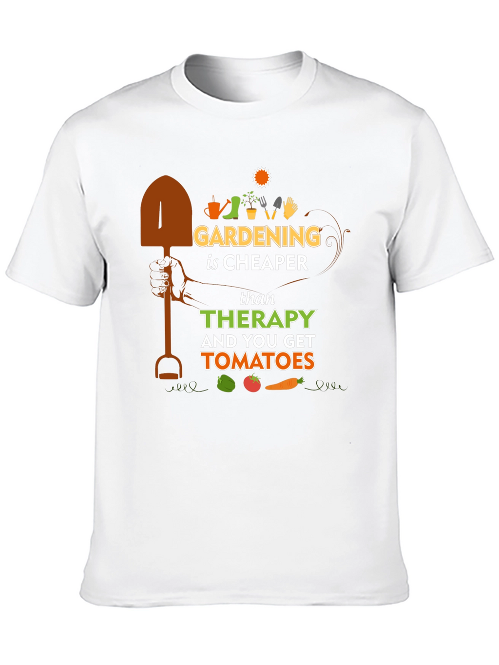 Gardening is Cheaper Than Therapy Black T-Shirt