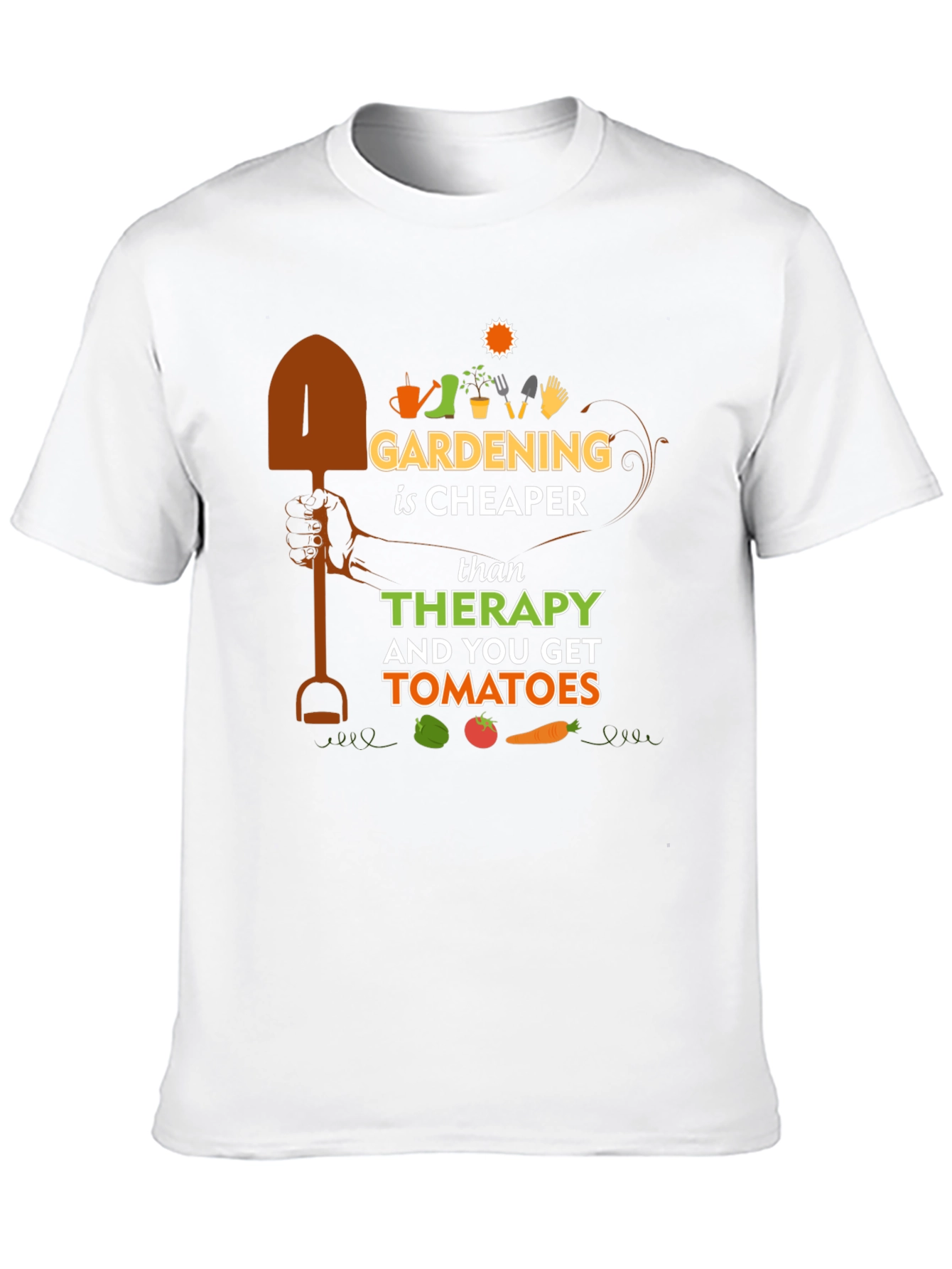 Gardening is Cheaper Than Therapy Black T-Shirt