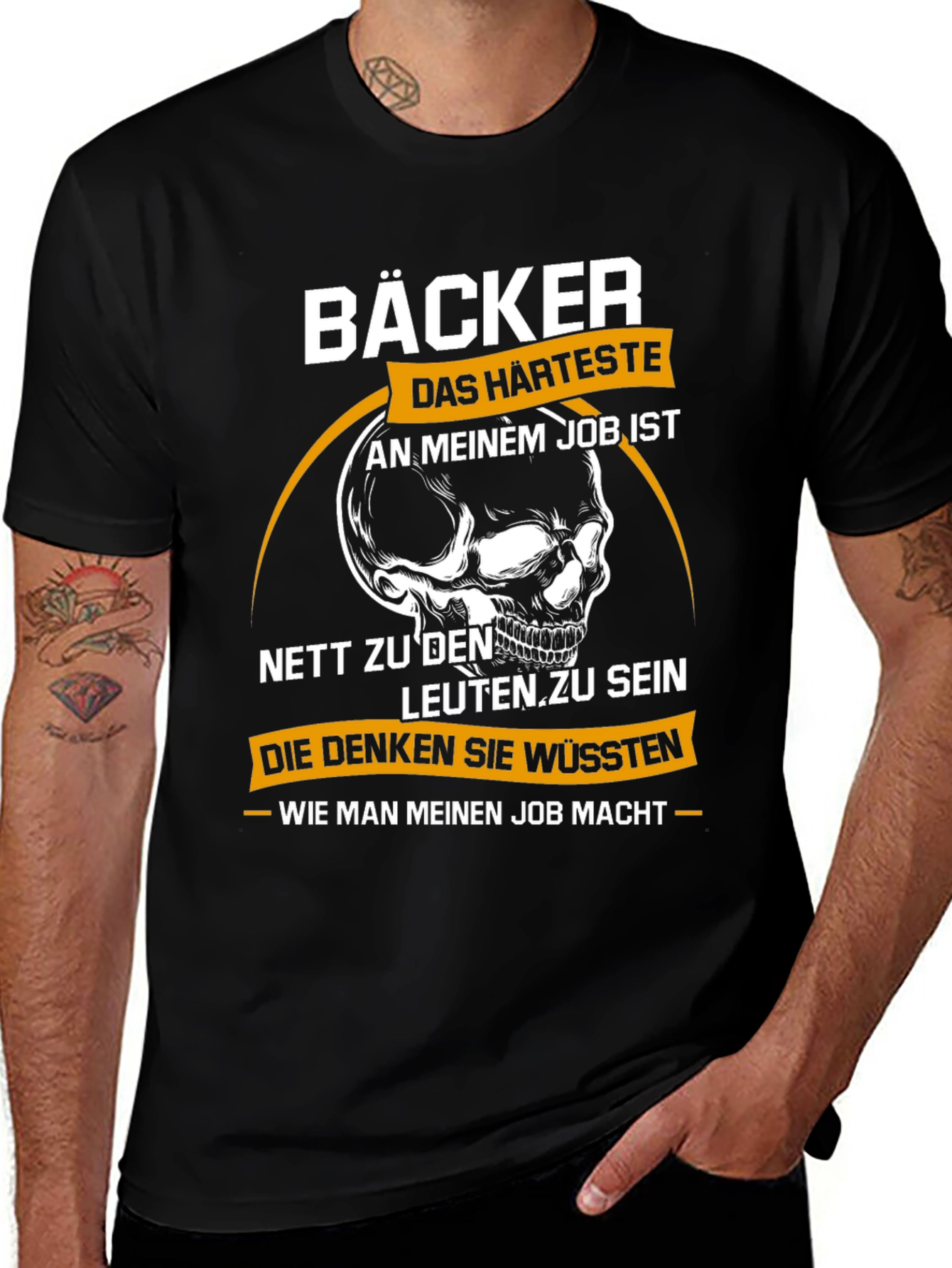 Bäcker Skull Graphic T-Shirt - Bakers Hardest Job