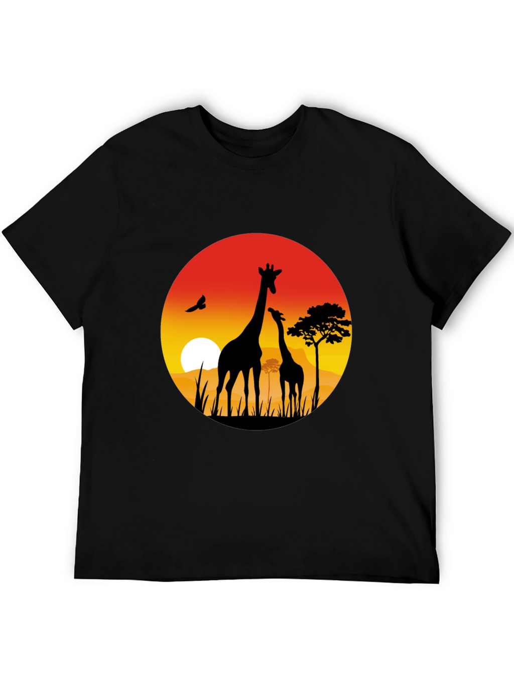 African Sunset Giraffe Graphic T-Shirt