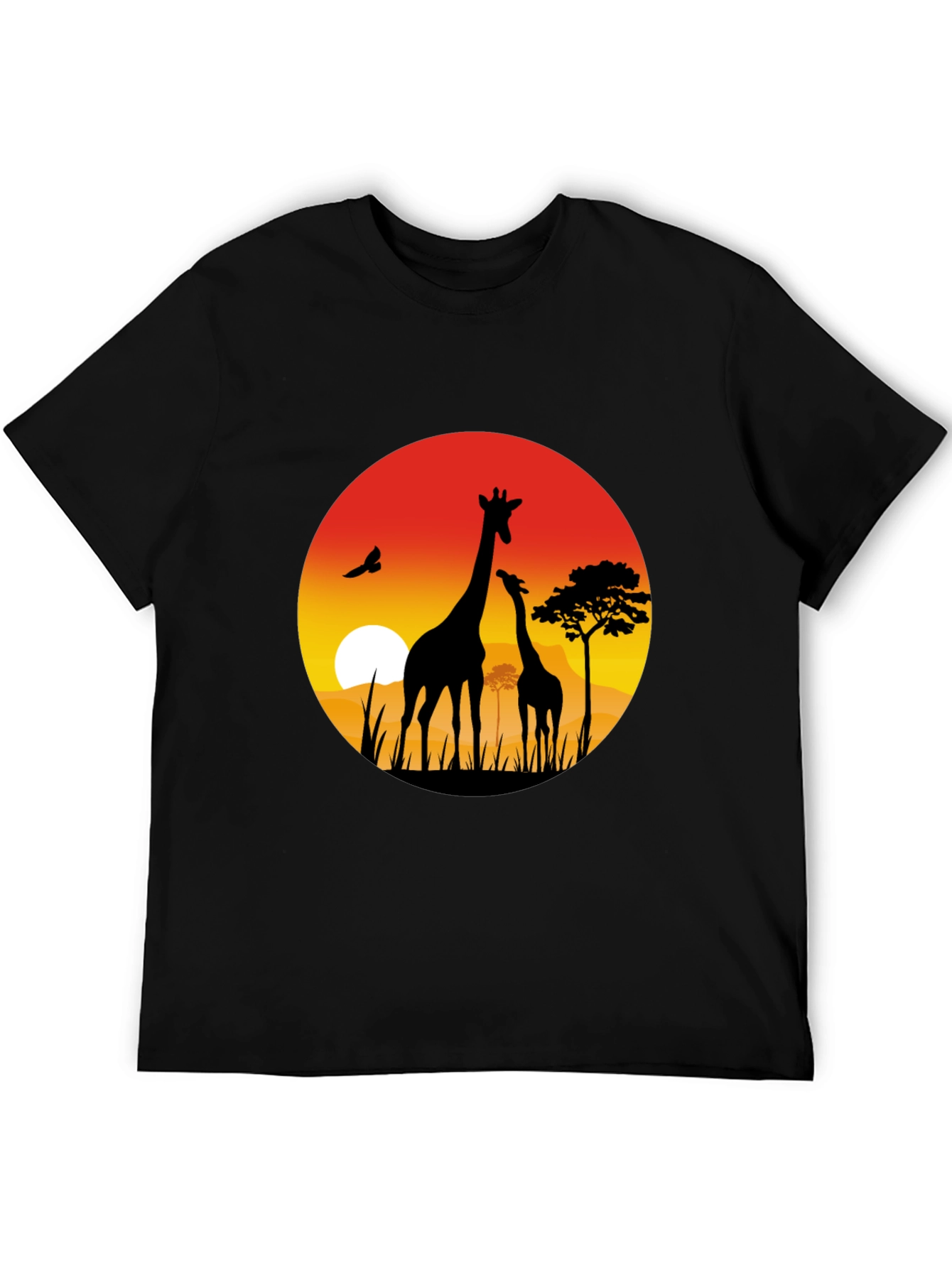 African Sunset Giraffe Graphic T-Shirt