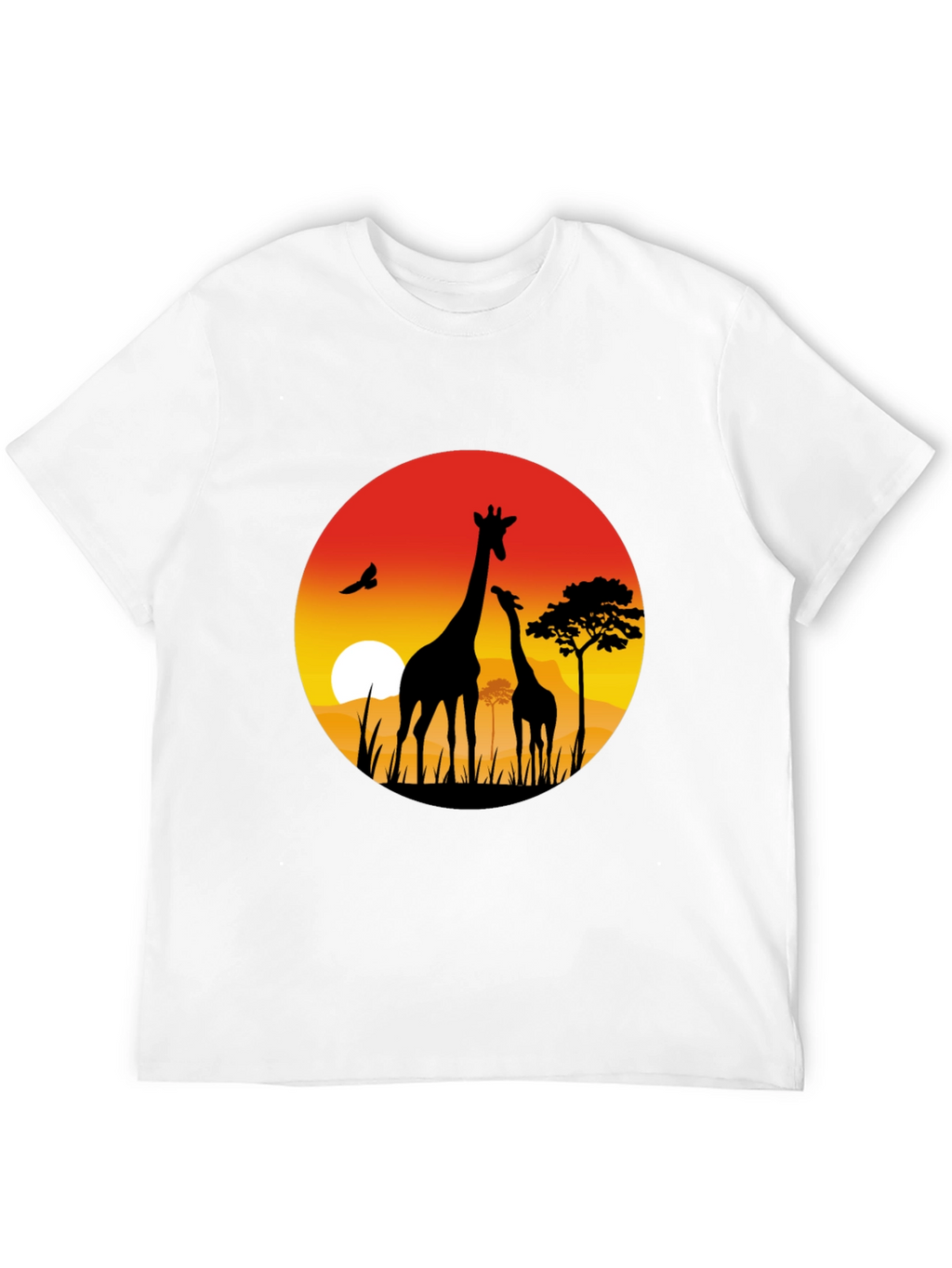 African Sunset Giraffe Graphic T-Shirt