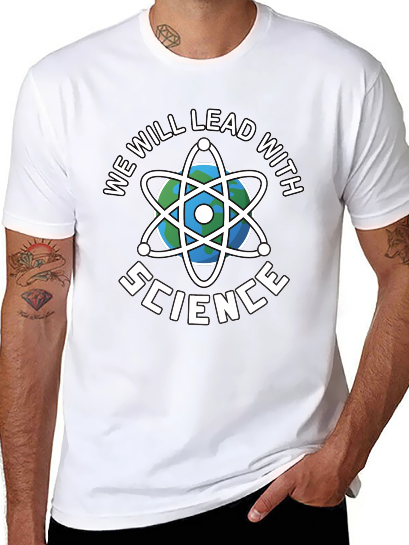Science T-Shirt - We Will Lead With Science Black Tee