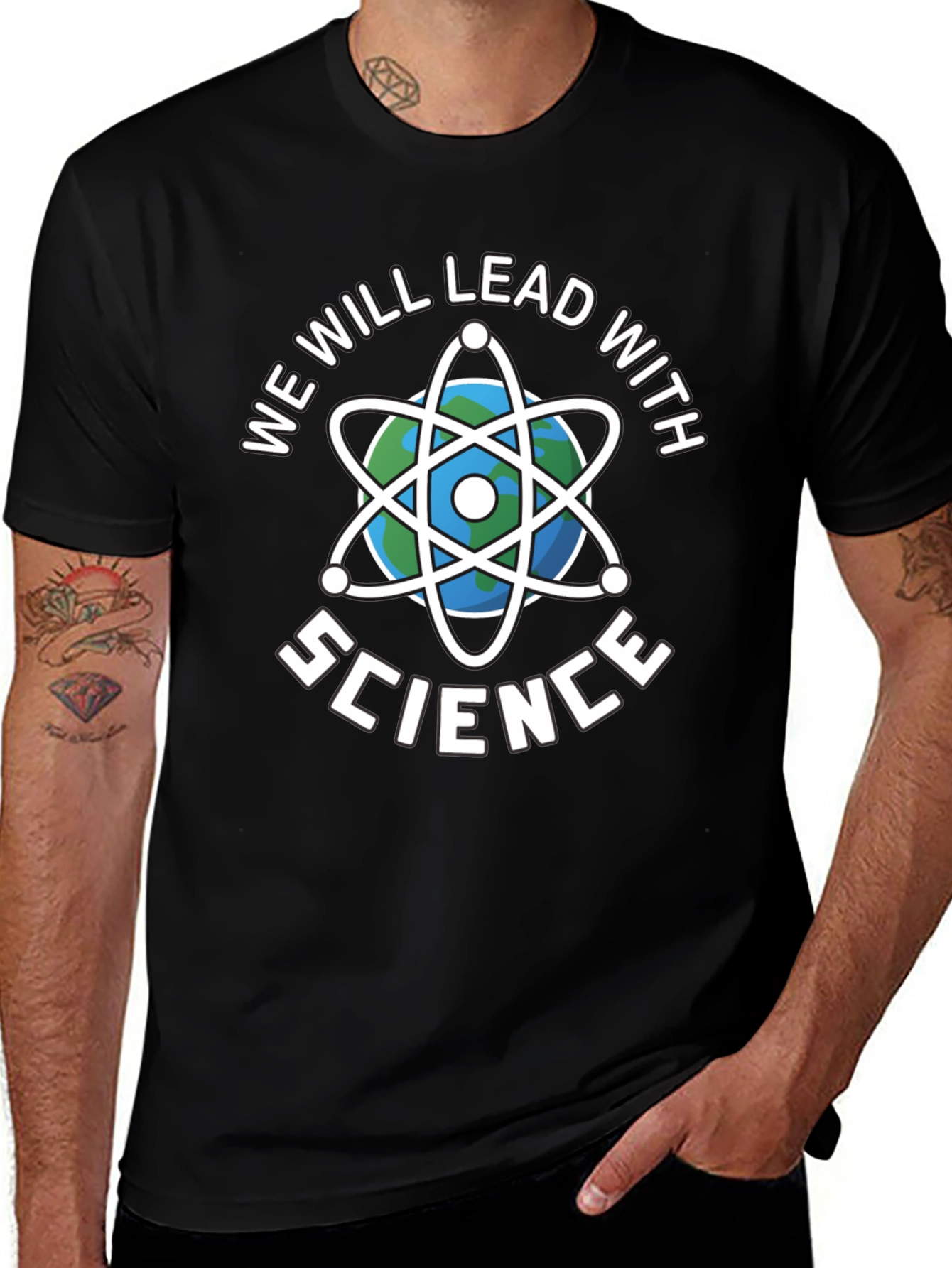 Science T-Shirt - We Will Lead With Science Black Tee
