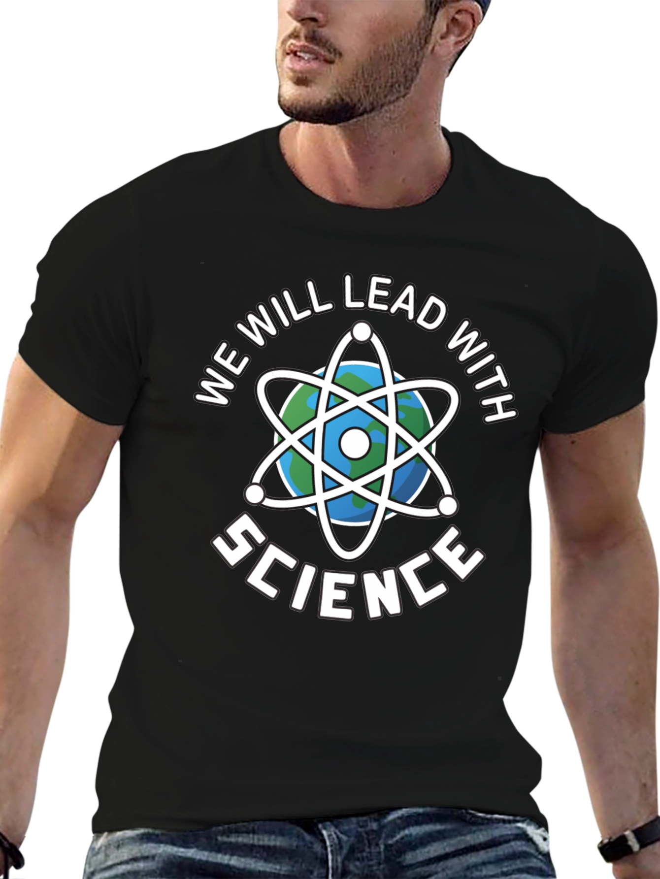 Science T-Shirt - We Will Lead With Science Black Tee