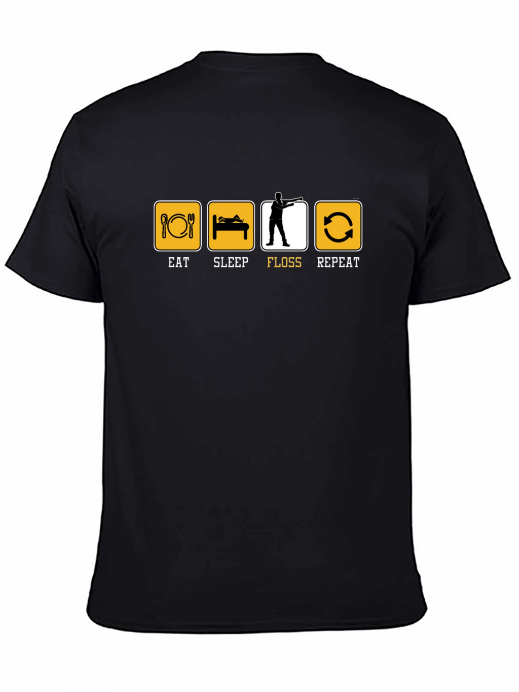 Eat Sleep Floss Repeat T-Shirt - Black Cotton Tee