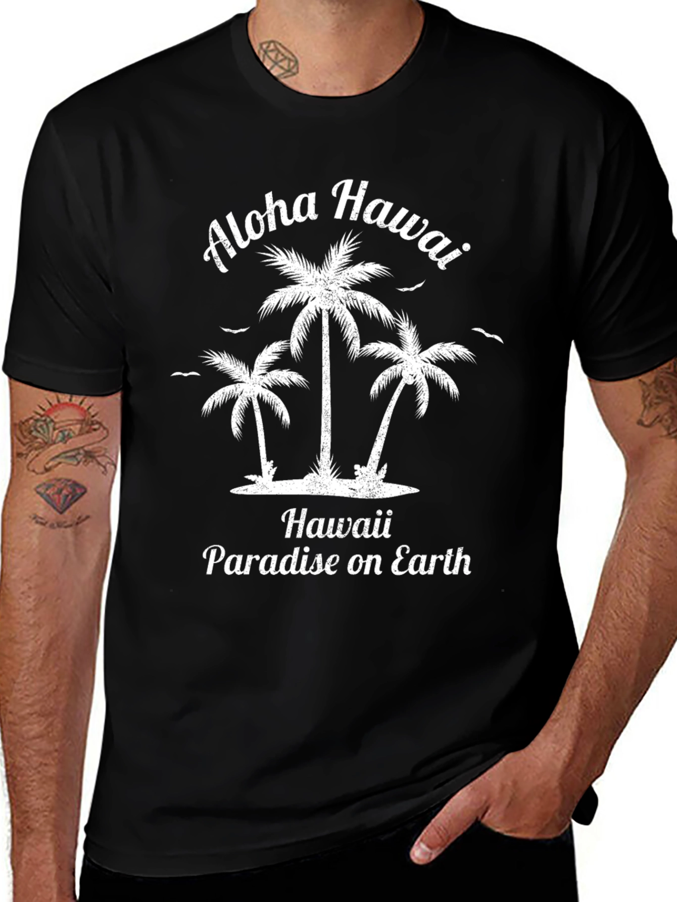Aloha Hawaii Black Graphic Tee - Paradise on Earth T-Shirt