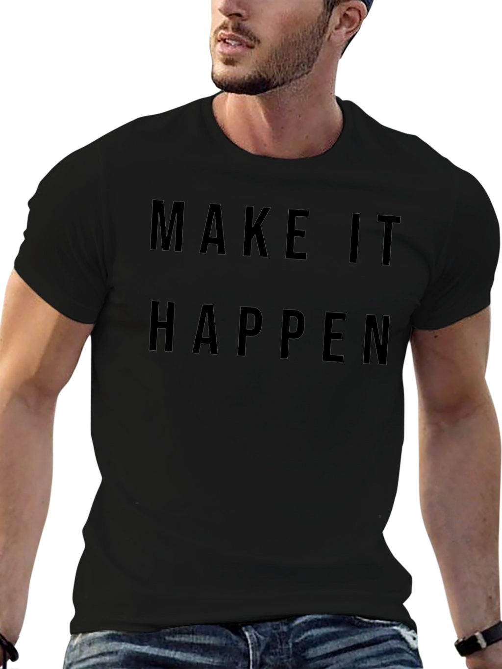 Make it Happen Motivational Graphic Tee - Black