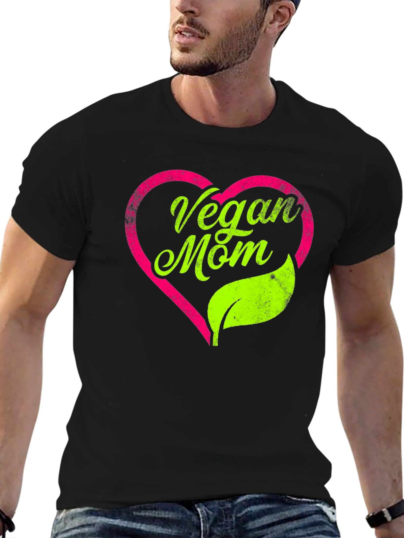 Vegan Mom T-Shirt - Heart & Leaf Design