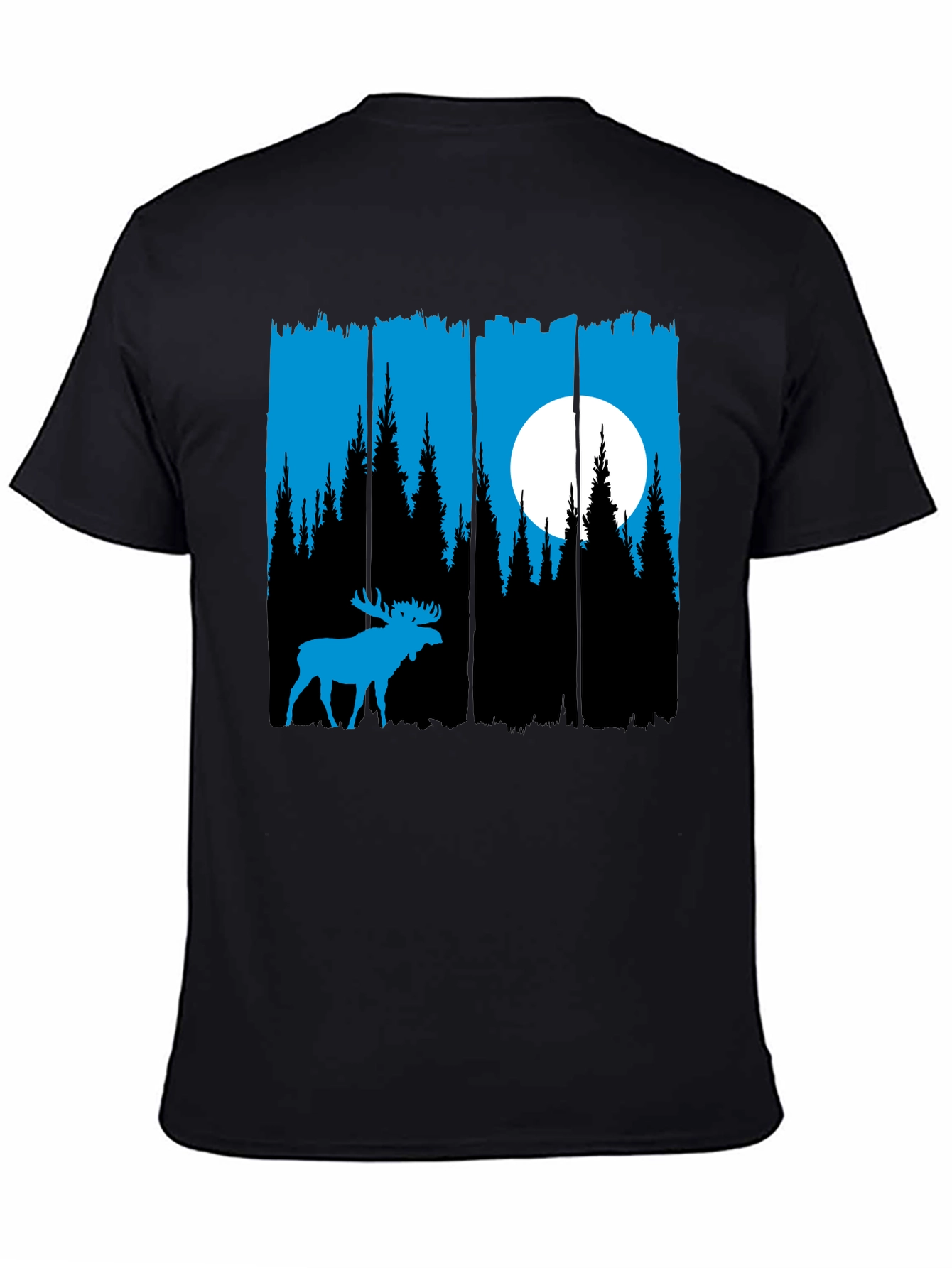 Moose Forest Graphic Tee - Black Unisex Shirt