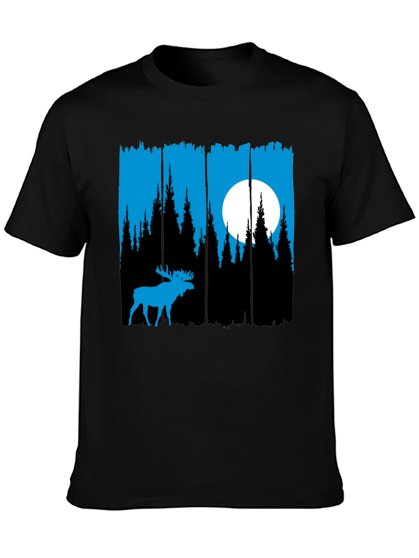 Moose Forest Graphic Tee - Black Unisex Shirt