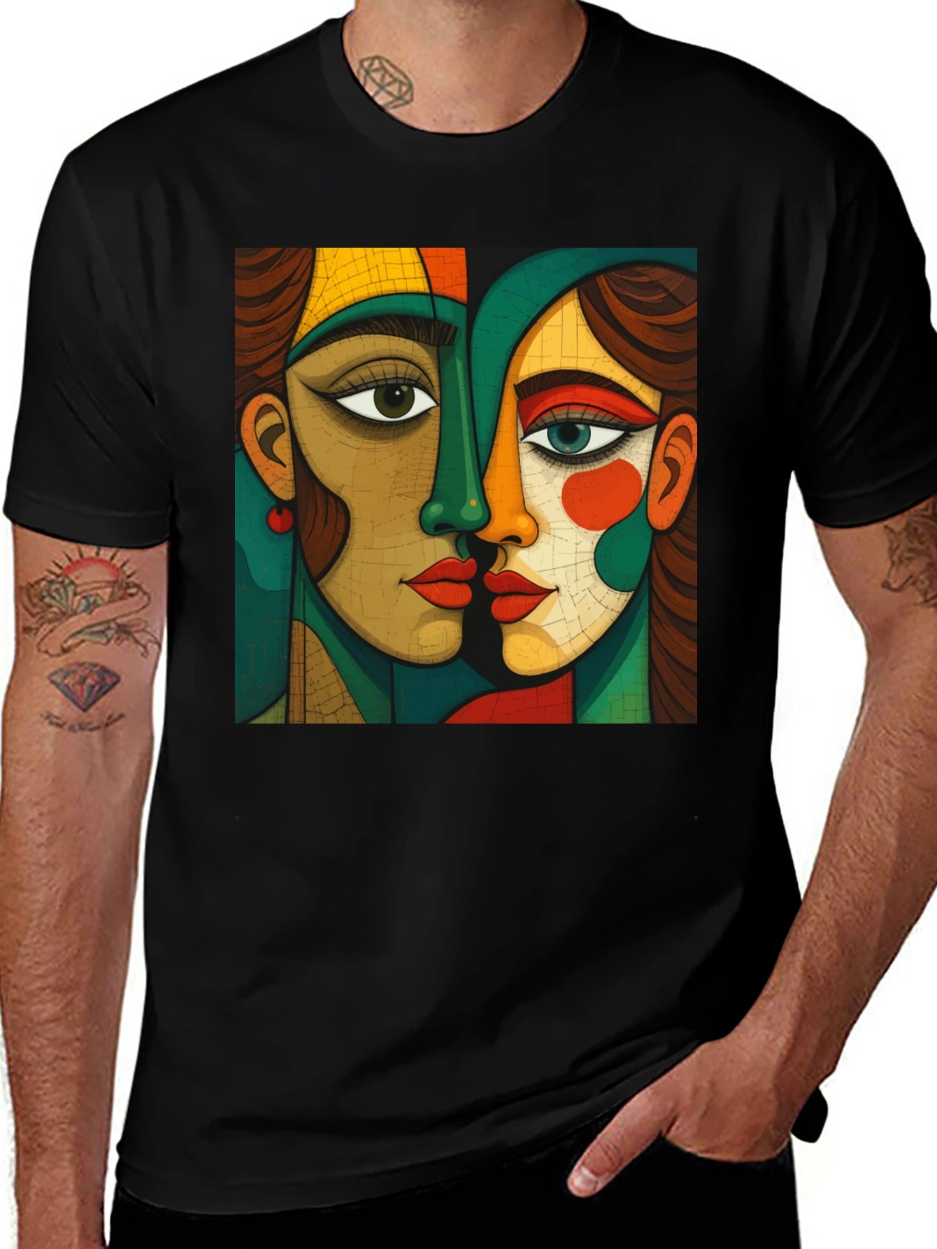 Abstract Faces Graphic Tee - Stylish Unisex T-Shirt