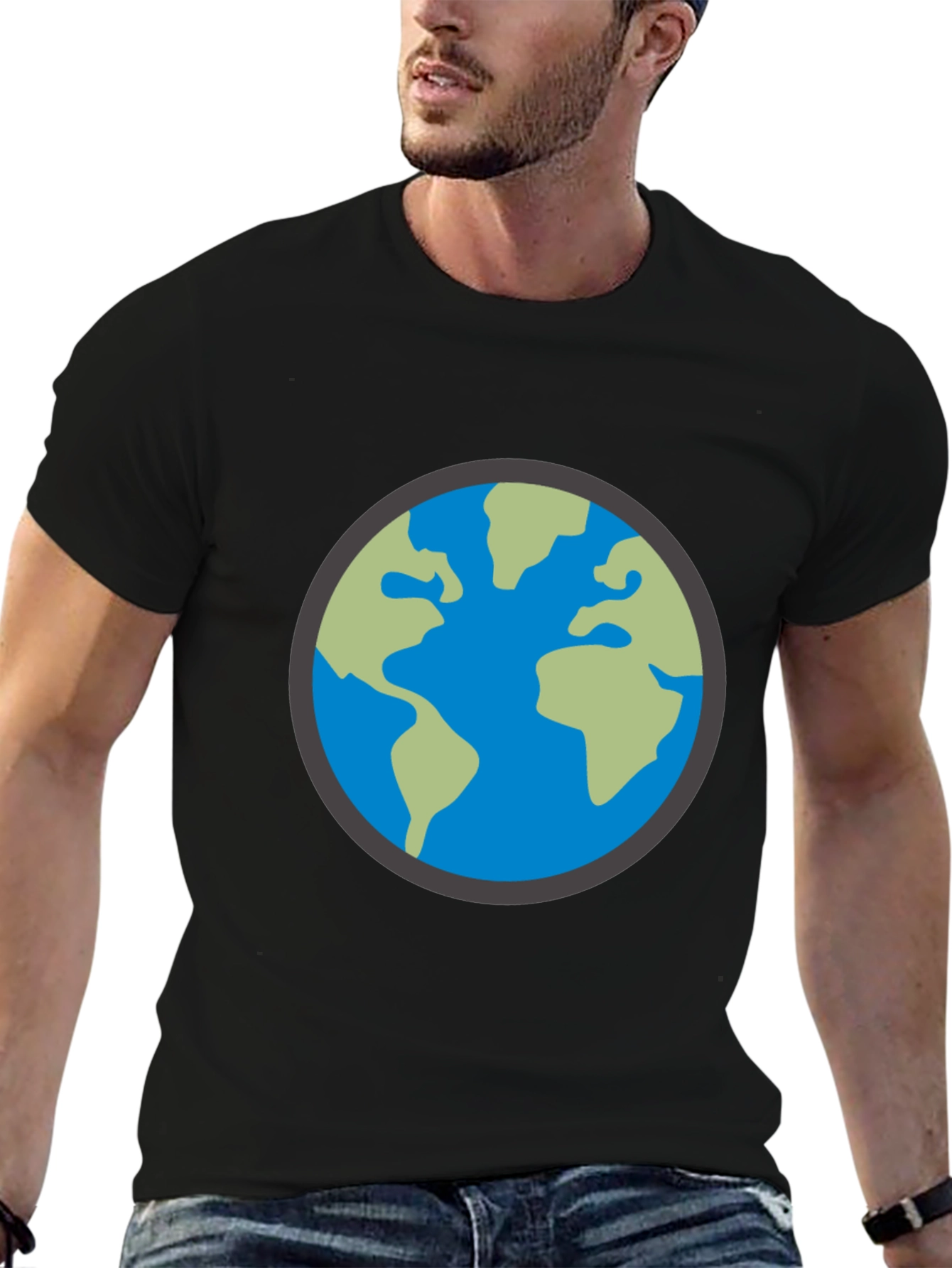 Earth Graphic Black T-Shirt - Global Design