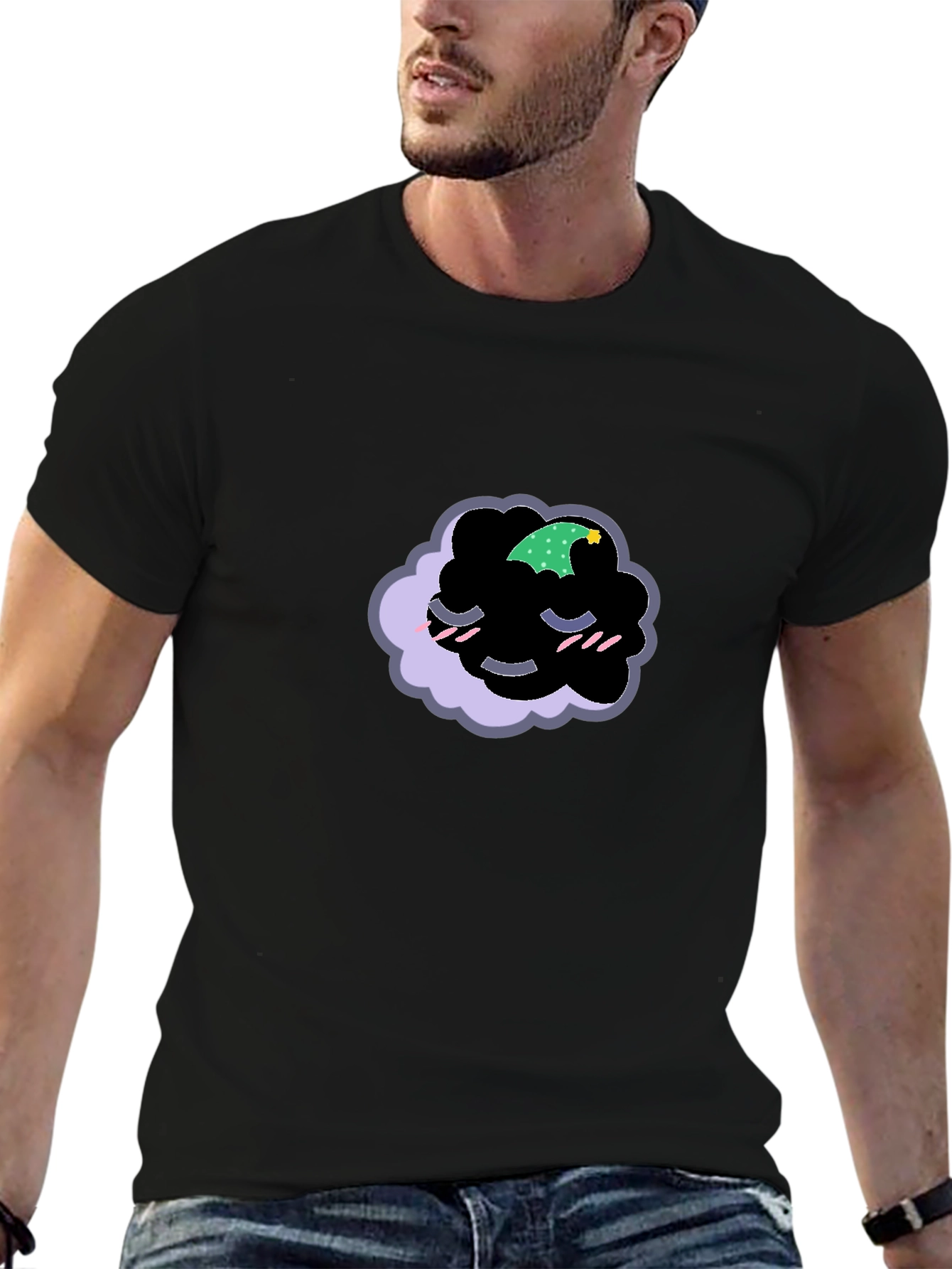 Dreamy Cloud Graphic Tee - Black Cotton Comfort