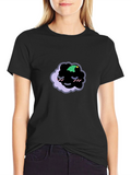 Dreamy Cloud Graphic Tee - Black Cotton Comfort