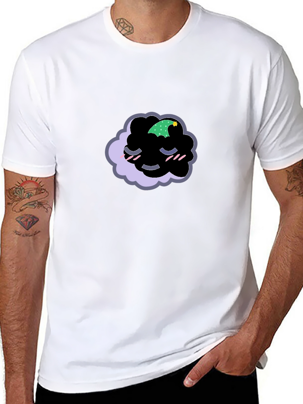 Dreamy Cloud Graphic Tee - Black Cotton Comfort