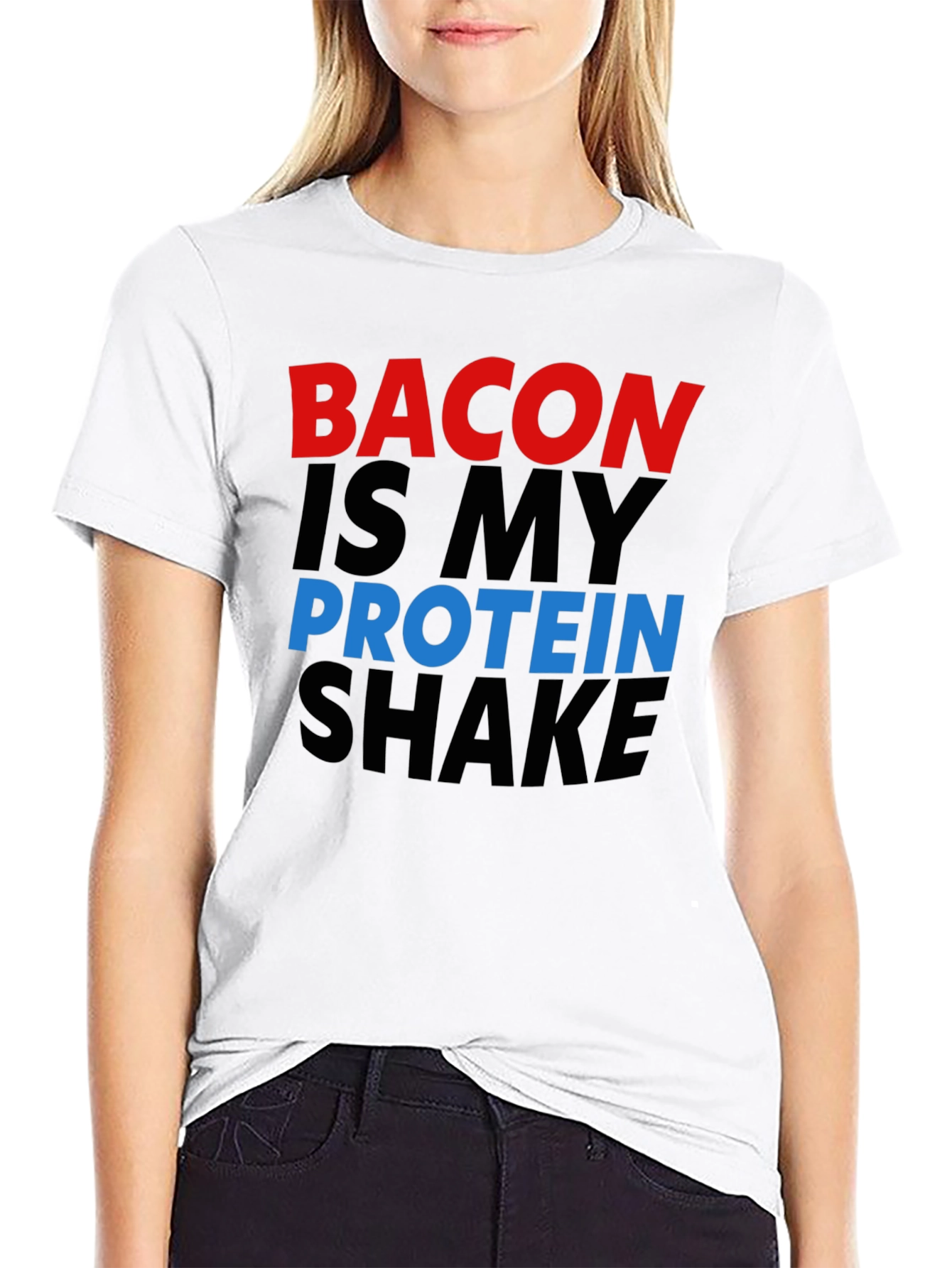 Bacon Is My Protein Shake Black Graphic Tee