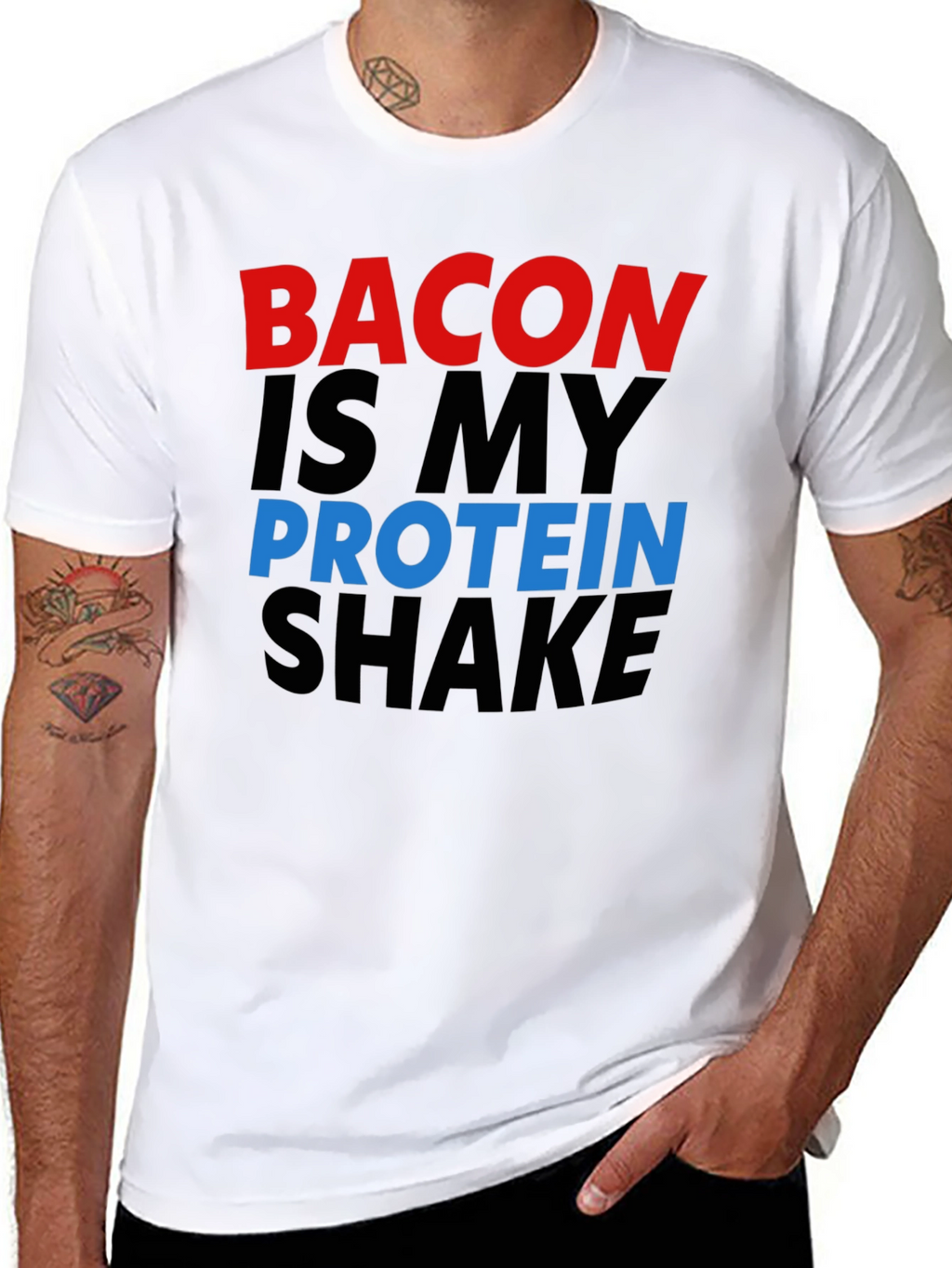Bacon Is My Protein Shake Black Graphic Tee